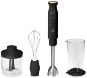 Beau-tiful 2-Speed Immersion Blender that includes a Chopper & Measuring Cup, (Black Sesame)