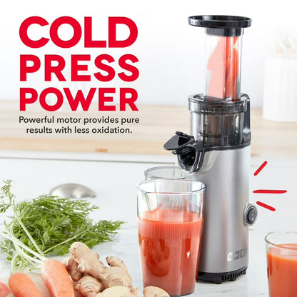 Dash Compact Cold Press Power Juicer, Compact Slow Juicer with Pulp Separation, 16-Oz Capacity, Almond & Cashew Milk Maker