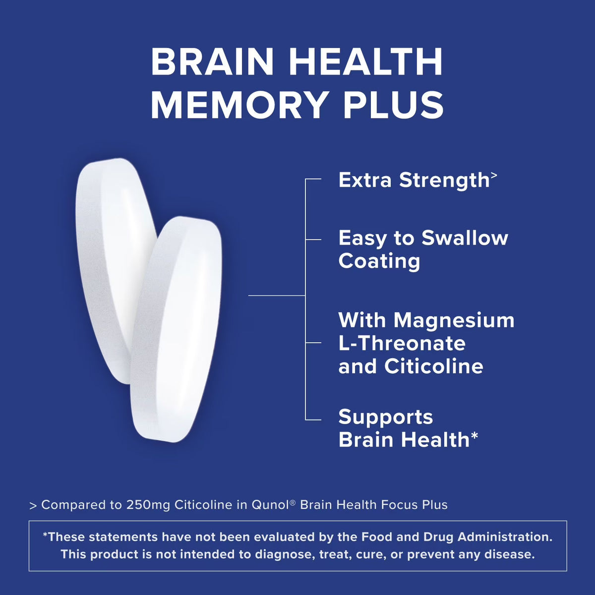 Qunol Brain Health Magnesium L-Threonate Tablets with Citicoline, 90 Ct.