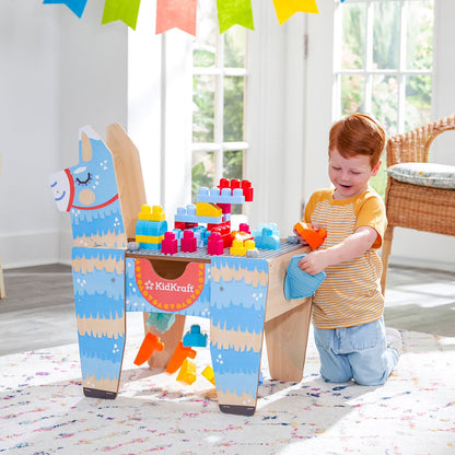KidKraft Llama Pinata Building Bricks Table with 50 Blocks