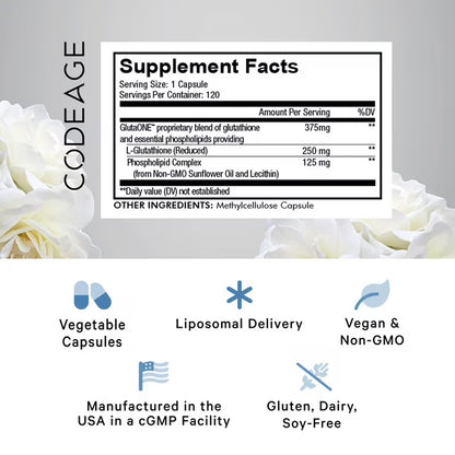 Codeage Liposomal Glutathione Antioxidant Capsules, 250mg, 120 Ct.