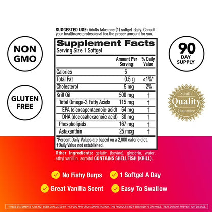 MegaRed Omega-3 Krill Oil Softgels, 500mg, 90 Ct.