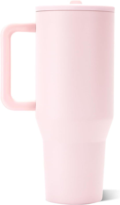 HydroJug Traveler 40oz, Insulated Tumbler with Handle & Straw, Pink Sand