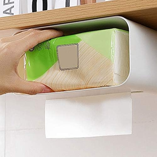 AWOJUYGTVDCC Wall-Mounted Tissue Box Holder, Self-Adhesive Napkin & Facial Tissue Dispenser with Storage Rack, Modern Design