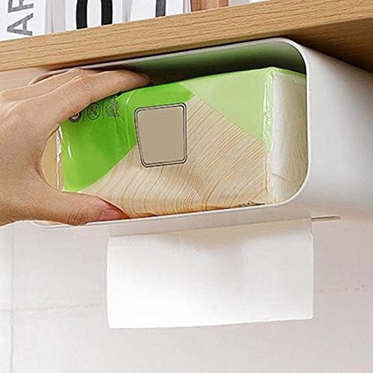 AWOJUYGTVDCC Wall-Mounted Tissue Box Holder, Self-Adhesive Napkin & Facial Tissue Dispenser with Storage Rack, Modern Design