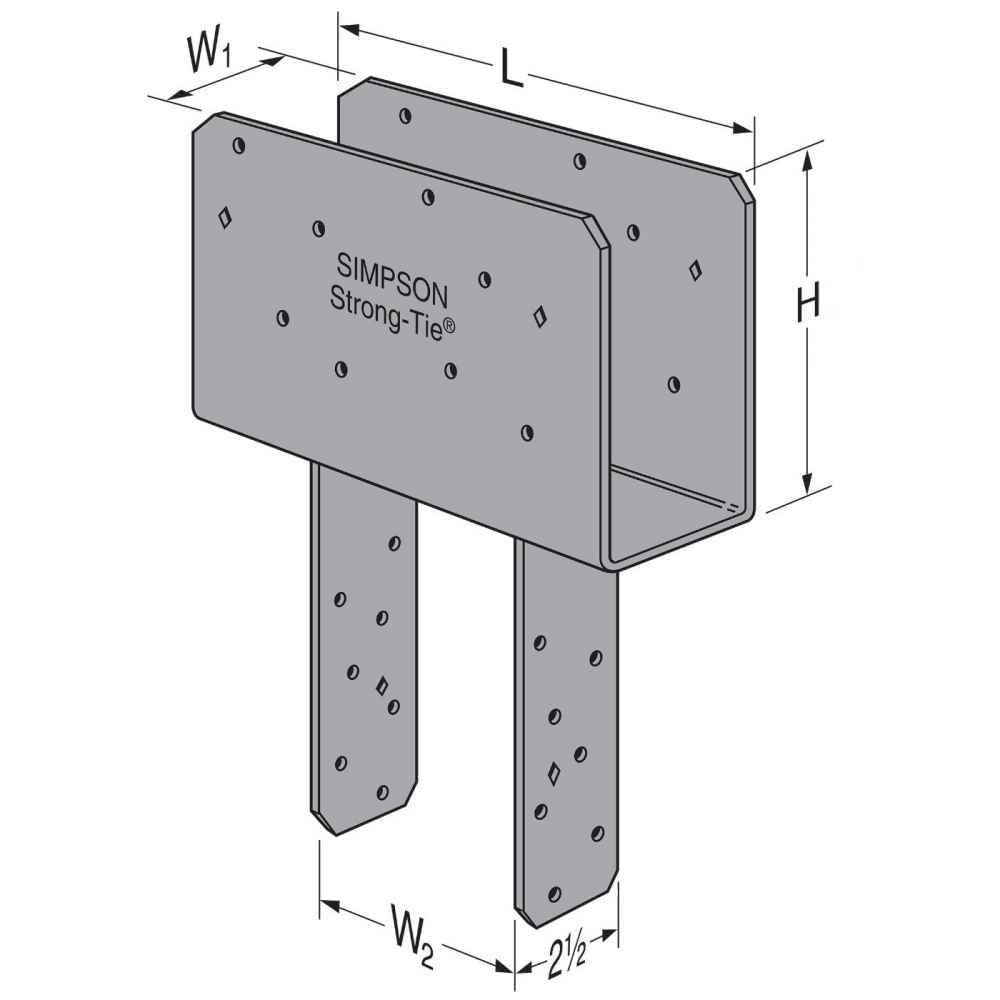 Simpson Strong-Tie ECCQ3-6SDS2.5 - End Column Cap w/SDS Screws - Gray Paint