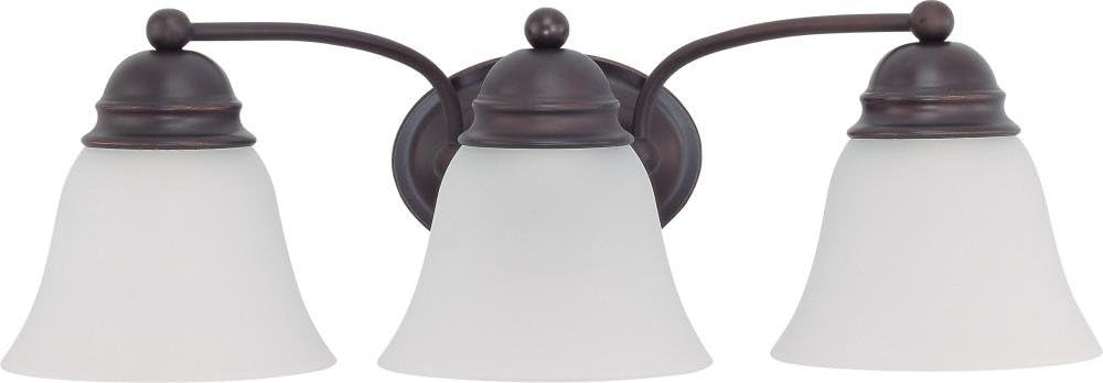 Nuvo 60/3167 Three Light Empire Wall Vanity, 21 in, Mahogany Bronze/Frosted