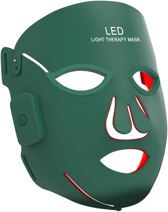 MEGELIN Wireless LED Light Therapy Mask with 4 Targeted Light - FDA Cleared 4D Contoured Full Forehead & Chin Coverage, Wireless One-Touch Control Hands-Free Facial Mask, Gift for Women/Wife/Mom