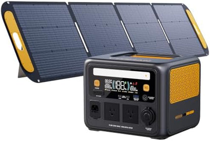 VTOMAN Jump 600X 600W Portable Power Station with 110W Foldable Solar Panel 170W Fast Recharge, 268.8Wh LiFePO4 Battery, 100W USB-C Output, 1200W Surge Solar Generator Kit for Camping, RV, Home Backup