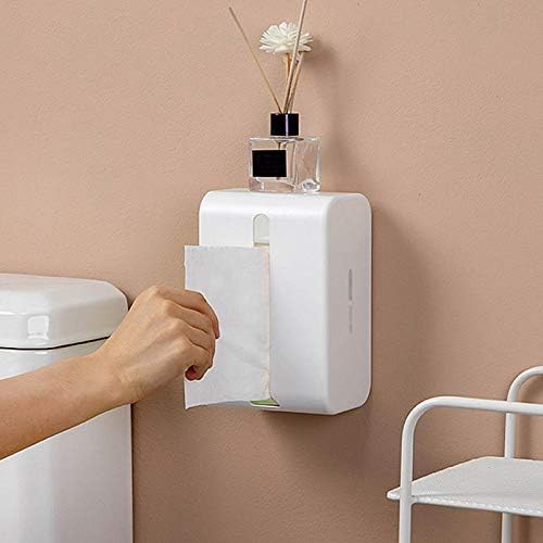 AWOJUYGTVDCC Wall-Mounted Tissue Box Holder, Self-Adhesive Napkin & Facial Tissue Dispenser with Storage Rack, Modern Design