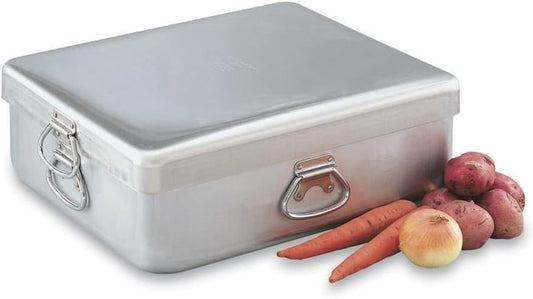 Vollrath 68390 Wear-Ever Roaster Pan with Cover, 42-Quart, Heavy-Duty Aluminum, Impact-Resistant, Even Heating, Loop Handles, Rounded Corners, Made in USA