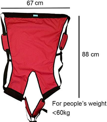 Double Layer Patient Lift Sling Carrier One-Person Transferring Belt for Carrying Up and Down Stairs to Bed,Wheelchair,Chair,Car,Vehicle for Elderly,Handicapped,Disabled,Bedridden (Red, Small)