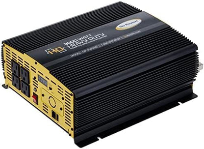 Go Power 3000 Watt Heavy-Duty Modified Sine Wave Power Inverter, 12V to 120V AC, Surge Capacity - 4 AC Outlets for Running Multiple Appliances for RVs, Boats, Trucks, and Home Backup
