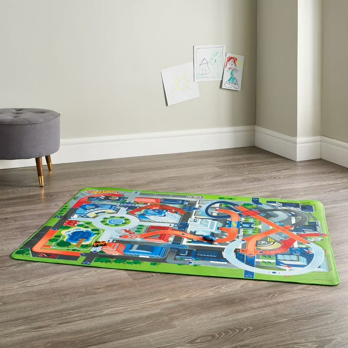 Megamat Jumbo Floor Playmat with 2 Character Vehicles, 61 x 47-Inch EVA Foam Playmat, Soft Hypoallergenic & Water-Resistant Kids Activity Mat, Ages 3+