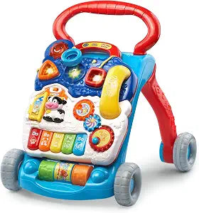 VTech Sit-to-Stand Learning Walker, Blue, Removable Activity Panel, Musical Piano Keys, Shape Sorters & Adjustable Two-Speed Control for Babies 9-36 Months