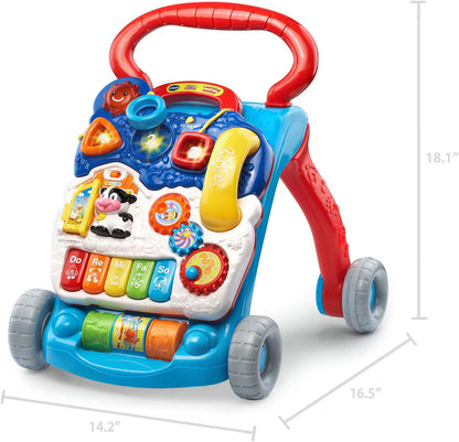 VTech Sit-to-Stand Learning Walker, Blue, Removable Activity Panel, Musical Piano Keys, Shape Sorters & Adjustable Two-Speed Control for Babies 9-36 Months