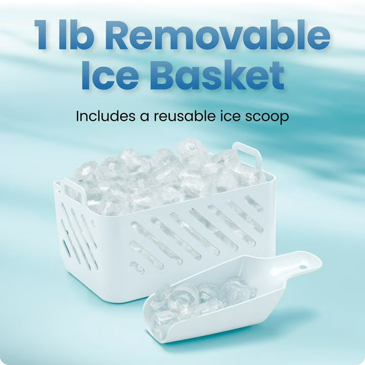 Iceman by Chefman Dual-Size Compact Bullet Ice Machine, 26 lb Daily Ice Production, 2 Ice Sizes, Self-Cleaning Countertop Ice Maker, Black