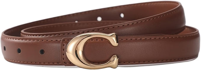 HyperionFlo Essentials Women's Soft C-Type Smooth Buckle Belt, Business Casual Versatile Clothing Accessory, 95cm