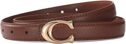 HyperionFlo Essentials Women's Soft C-Type Smooth Buckle Belt, Business Casual Versatile Clothing Accessory, 95cm
