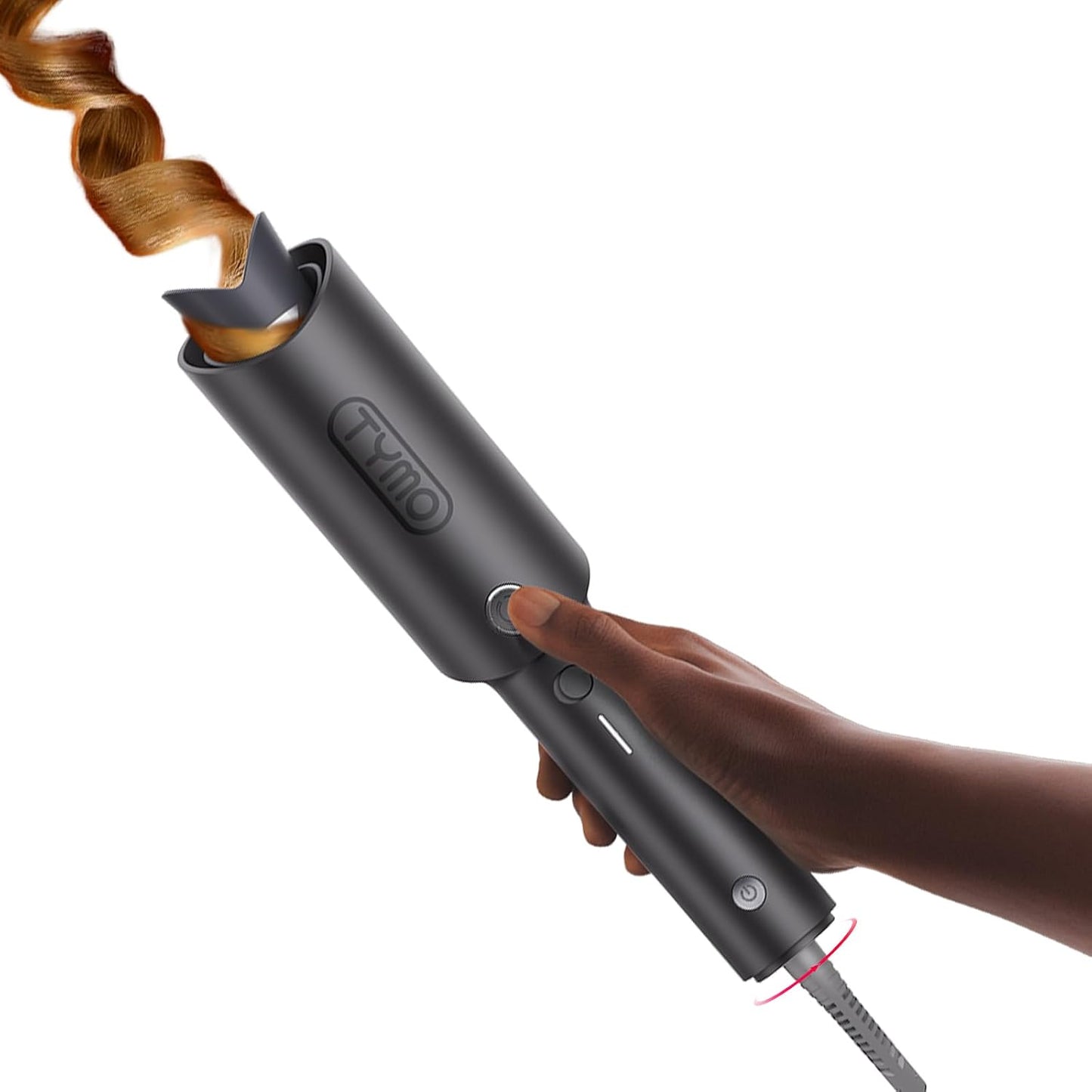TYMO Automatic Rotating Curling Iron, TYMO CURLPRO Beach Waves Hair Curler 500 Million Ionic Curling Wand, Dual Voltage, Portable Lightweight for Travel, Ceramic Coating, 1 Inch, Pink