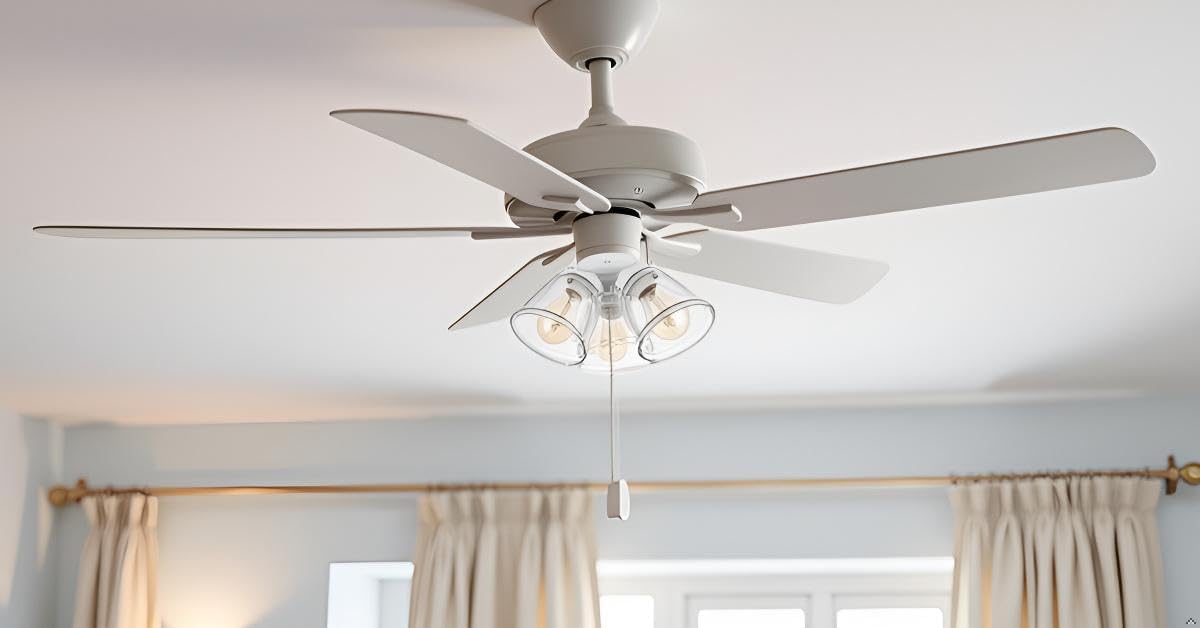 Aspen Creative 22013-1, Three-Light Ceiling Fan Light Kit with Pull Chain, Matte White Finish with Clear Glass Shades, 13-1/8" Diameter x 6-3/4" Height