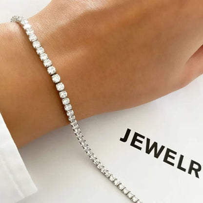 HAXIYA Tennis Necklace Bracelet Jewelry Set for Women, 4-Piece Silver Plated Brass Jewelry Set with Cubic Zirconia Necklace, Bracelet, Earrings & Adjustable Ring, Bridal Wedding Jewelry