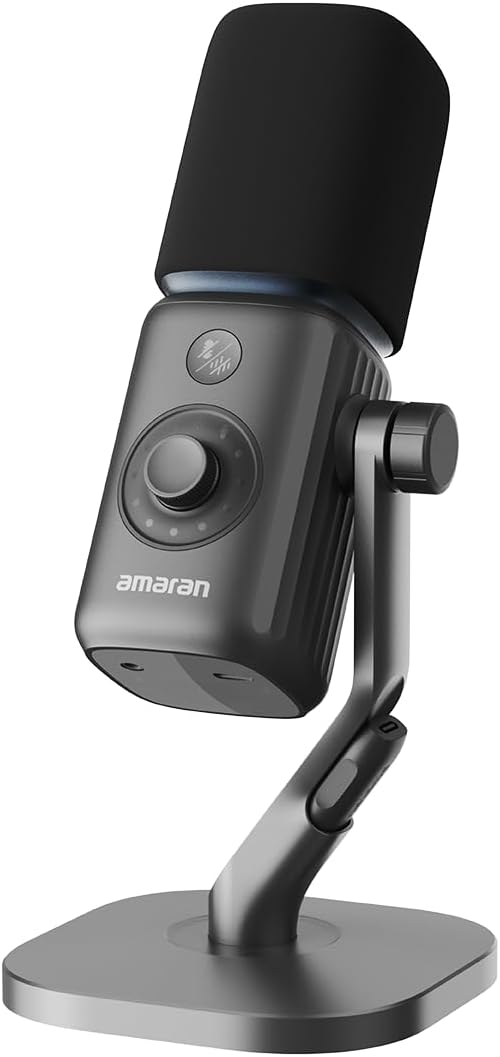 Amaran Mic Desktop Stand Kit Wireless Microphone,AI Noise Reduction, USB-C NPU+DSP Dual-Chip AI Denoising, Studio Sound, Built-in Sound Card, Plug & Play, One-Knob Control, App Control 50m Charcoal