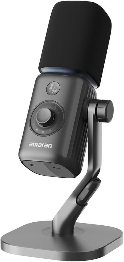 Amaran Mic Desktop Stand Kit Wireless Microphone,AI Noise Reduction, USB-C NPU+DSP Dual-Chip AI Denoising, Studio Sound, Built-in Sound Card, Plug & Play, One-Knob Control, App Control 50m Charcoal
