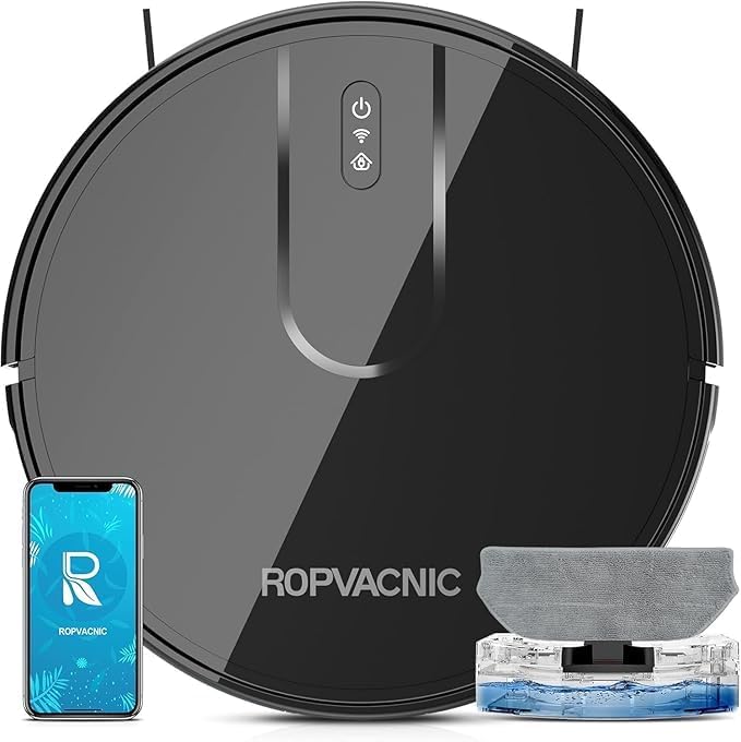 ROPVACNIC Robot Vacuum and Mop Combo 5200Pa Suction Robotic Cleaner Self-charging, app control, personalized cleaning adjustments, advanced obstacle avoidance, suitable for home use