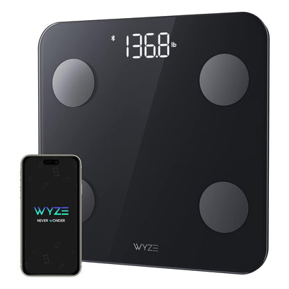 Wyze Scale S Smart Scale for Body Weight & Fat, Bluetooth, 400 lbs, Black