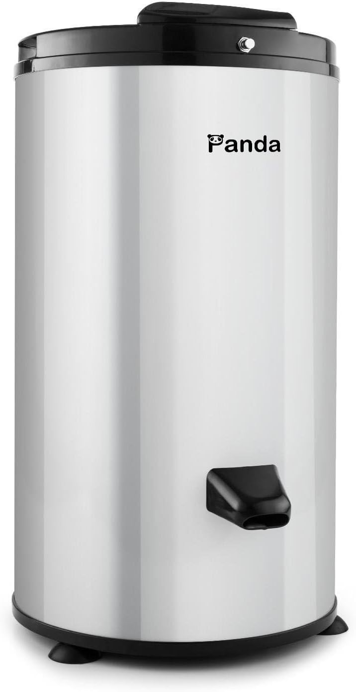 Panda 3200 RPM Portable Spin Dryer,22lb Capacity, Stylish Silver Stainless Steel Drum and Outer Case; 110V Clothes Spinner for Apartments, RVs, Dorms and Compact Laundry Spaces.