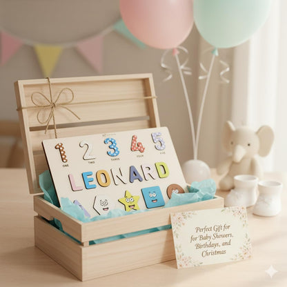 Tuiste Personalized Name Puzzle for Toddlers 1–3, Custom Wooden Montessori Learning Toy with Colorful Letters, 1st Birthday & Baby Shower Gift, Nursery Decor, Set 5