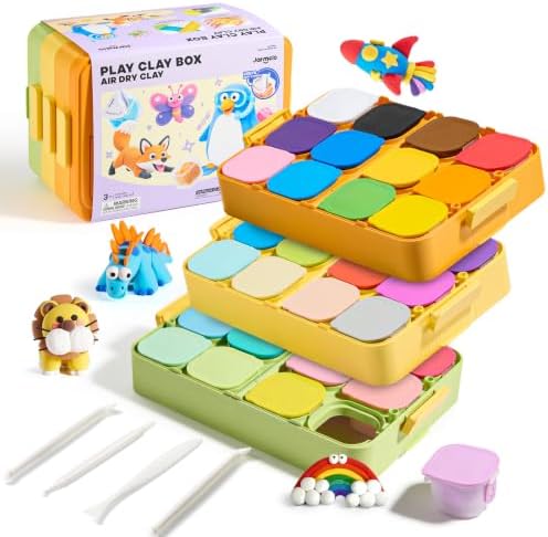 Jar Melo Air Dry Clay for Kids 36 Colors Modeling Clay Kit with Storage Box