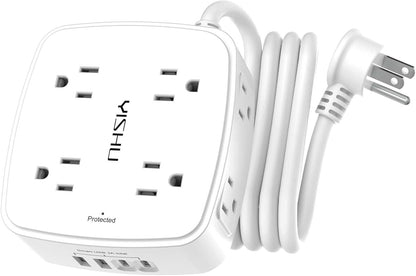 YISHU 6Ft Surge Protector Power Strip with 8 Outlets & 4 USB Ports
