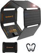 FlexSolar 40W Foldable Solar Panel Charger, USB-C USB-A & DC Outputs Waterproof portable solar charger for camping, hiking, backpacking; works with phones, power banks and tablets