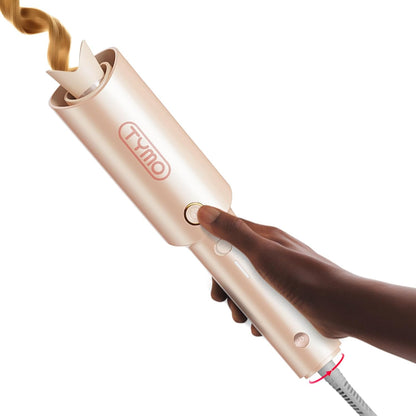 TYMO Automatic Rotating Curling Iron, TYMO CURLPRO Beach Waves Hair Curler 500 Million Ionic Curling Wand, Dual Voltage, Portable Lightweight for Travel, Ceramic Coating, 1 Inch, Pink