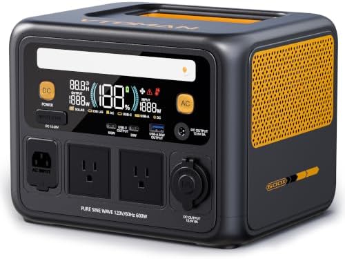 VTOMAN Jump 600X 600W Portable Power Station with 110W Foldable Solar Panel 170W Fast Recharge, 268.8Wh LiFePO4 Battery, 100W USB-C Output, 1200W Surge Solar Generator Kit for Camping, RV, Home Backup