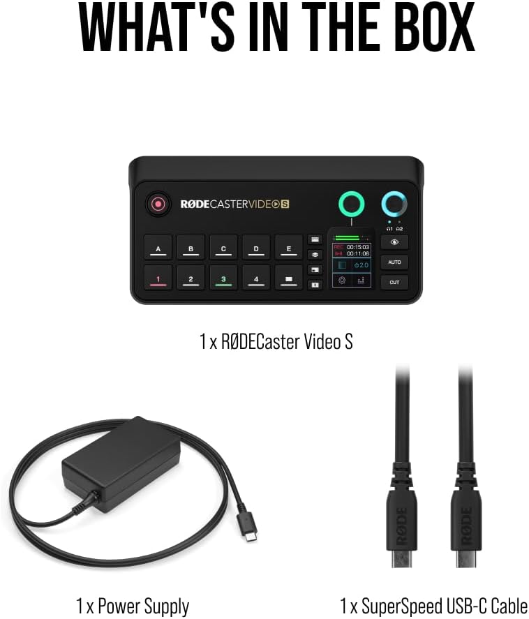 RØDE RØDECaster Video S | Podcast Video Switcher & Audio Interface with HDMI, USB, XLR, Multi-Source Scenes, Media Playback & Direct Streaming