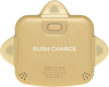 Rush Charge Universe Mini Power Bank Portable Charger Lightning USB-C Gold 3300mah, 2.4A, 3 in 1 Portable Charger Fast Charging Lightning, Type C, Micro-USB Pre-Charged Pass Through Charges 3 Devices