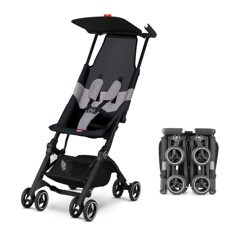 gb Pockit Air All-Terrain Compact Lightweight Travel Stroller, Ultra-Compact Fold, Airplane Carry-On Compliant, Velvet Black