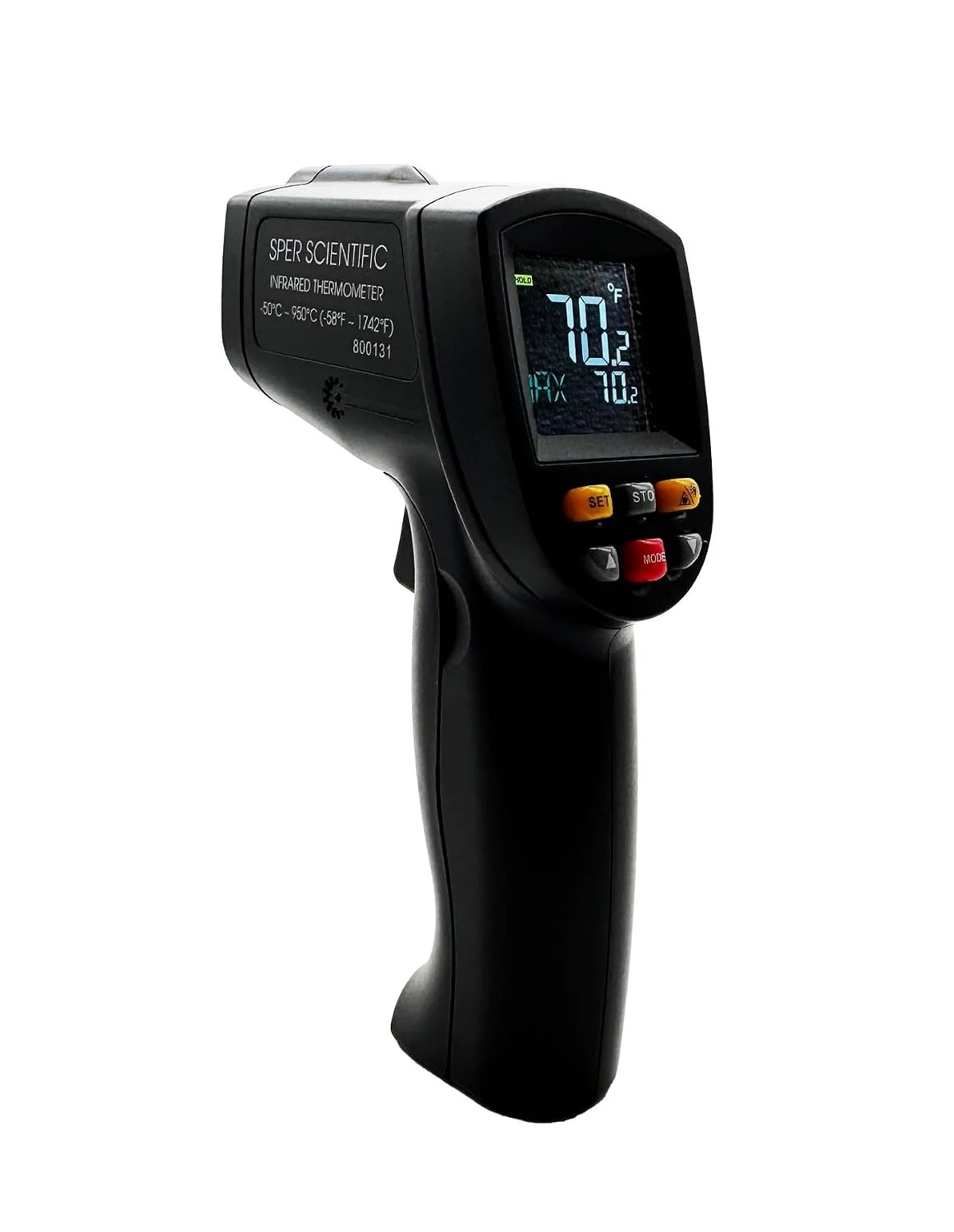 Sper Scientific 800131 Infrared Non-Contact High Temp Thermometer 12:1/1742°F with Color LCD and Laser Sight – Industrial Temperature Gun for HVAC, Automotive, Electrical, Cooking & More