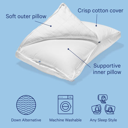 Casper Sleep Original Pillow – King Down-Alternative Bed Pillow Supports Side, Back & Stomach Sleepers, Neck Pain Relief, Machine Washable, Breathable Cotton Cover