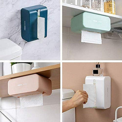 AWOJUYGTVDCC Wall-Mounted Tissue Box Holder, Self-Adhesive Napkin & Facial Tissue Dispenser with Storage Rack, Modern Design
