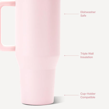HydroJug Traveler 40oz, Insulated Tumbler with Handle & Straw, Pink Sand