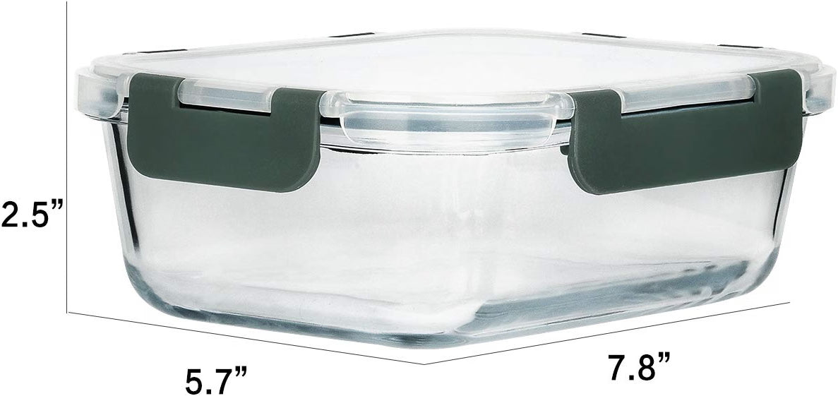 M MCIRCO 8-Pack Glass Food Storage Containers with Lids, 30 Oz Borosilicate Glass Meal Prep Containers, Airtight Snap-Lock Lids, Microwave & Oven Safe, Gray