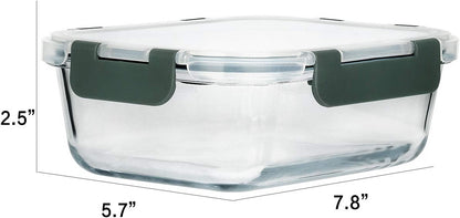 M MCIRCO 8-Pack Glass Food Storage Containers with Lids, 30 Oz Borosilicate Glass Meal Prep Containers, Airtight Snap-Lock Lids, Microwave & Oven Safe, Gray