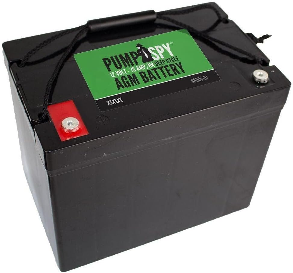 PumpSpy 12v 75Ah Maintenance-free Sump Pump Battery AGM Ideal for Start-stop Applications, Insusceptible to Vibration, Handles High Electrical Loads
