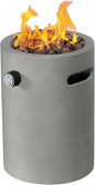 Afterglow 10" Round Propane Fire Pit Smokeless Propane Fire Column Terrafab 10,000 Btu with Lava Rocks for Outdoor Patio Garden Backyard Decking Decor CSA Certificated, Grey Concrete