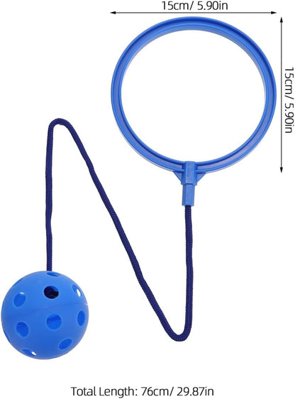 Wakauto 30-Inch Ankle Skip Ball for Kids & Adults, Lightweight Plastic Bounce Toy for Coordination, Balance & Active Outdoor Play, Blue