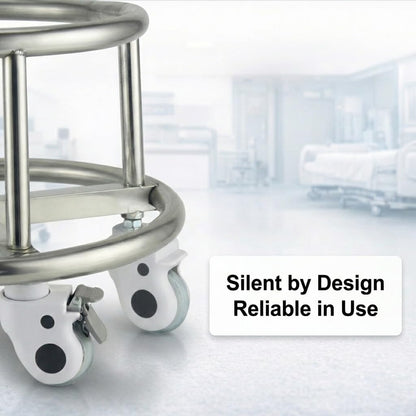 Stainless Steel Kick Bucket with Rolling Stand - Large 18 Quart Capacity, Removable Bason, Quiet Casters, Durable Frame - Ideal for Medical, Surgical, and Cleaning Use